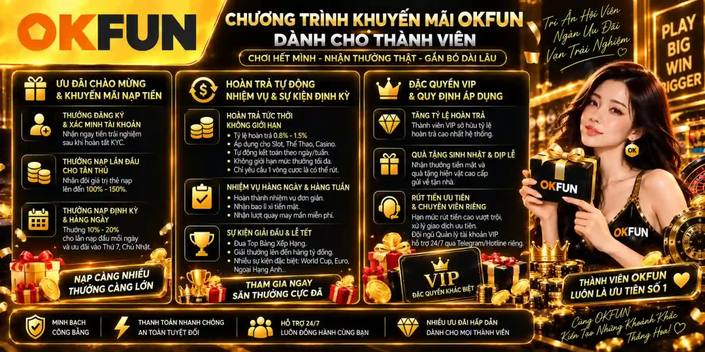 Trang Chủ Chương Trình Khuyến Mãi OKFUN Dành Cho Thành Viên