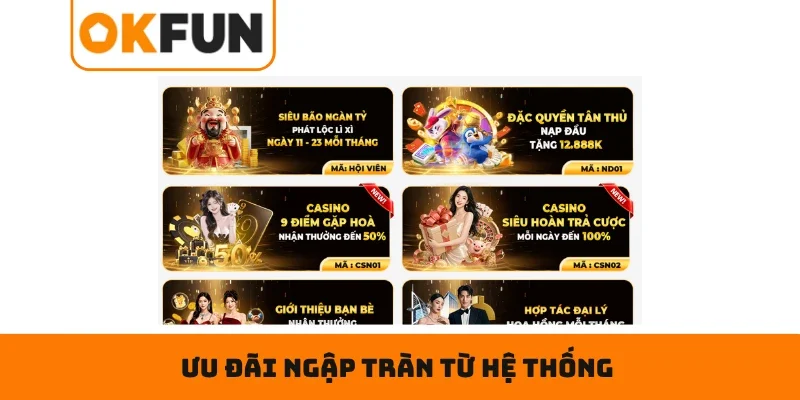 Ưu đãi ngập tràn từ hệ thống mang đến cho người chơi